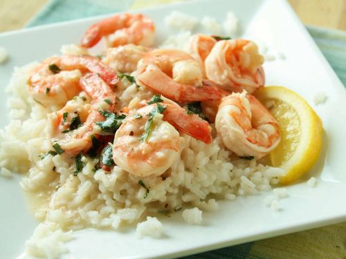 Lemony Shrimp over Brown Rice