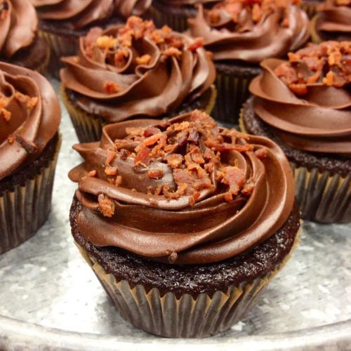 Dark Chocolate Bacon Cupcakes