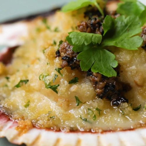 Creamy Truffle Scallop Gratin