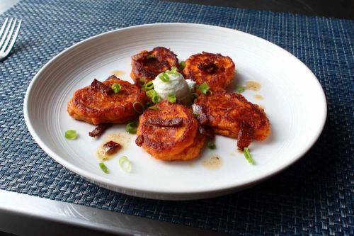 Sweet Potato Pan Dumplings with Bacon Butter