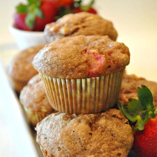 Mimi's Giant Whole-Wheat Banana-Strawberry Muffins