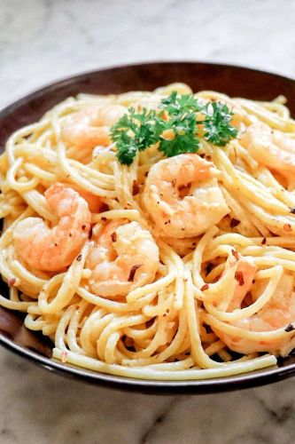 Old Bay Shrimp and Pasta Alfredo