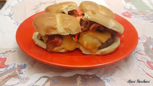 Grilled Bison Cheeseburgers with Bacon