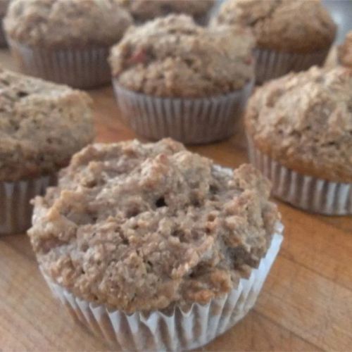 Vegan Rhubarb Bran Muffins