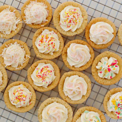 Sugar Cookie Cups with Coconut Buttercream Frosting