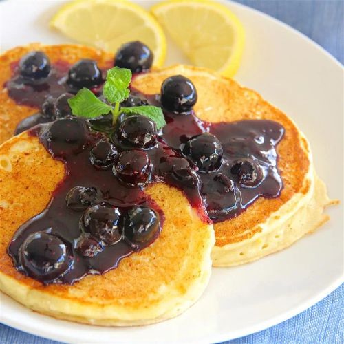 Lemon Ricotta Pancakes with Blueberry Sauce