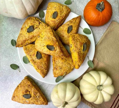 Cheesy Pumpkin Scones with Walnuts and Sage