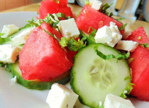 Watermelon, Cucumber, and Mint Salad