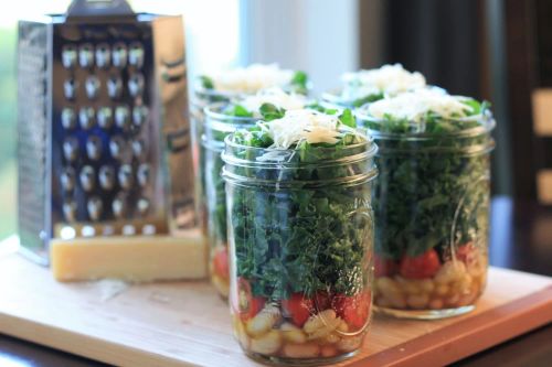 Kale and Cannellini Bean Salad in a Jar