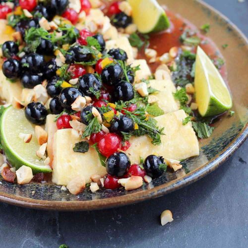 Grilled Halloumi with Herbed Berry Salsa