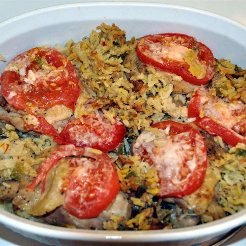 Tomato, Rice, and Chicken Thigh Casserole