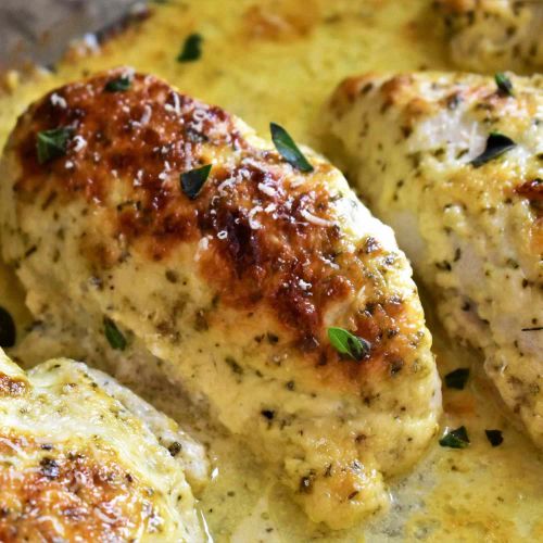 Creamy Baked Asiago Chicken Breasts