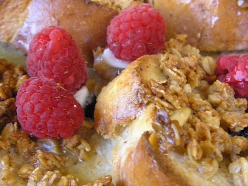 Baked French Toast With Maple Syrup and Granola