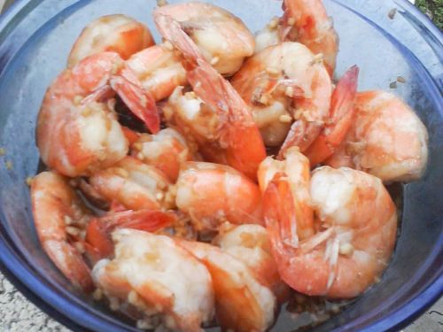 Steamed Garlic Prawns, Chinese Style