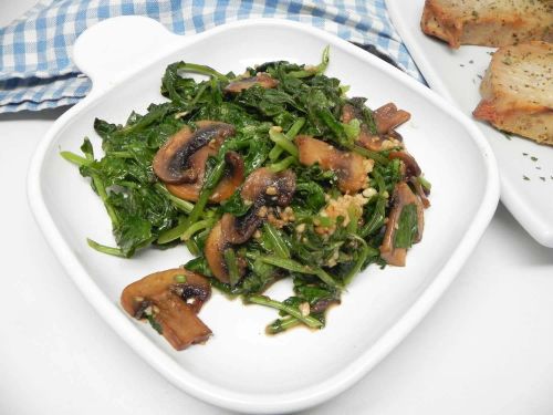 Sauteed Radish Greens with Mushrooms