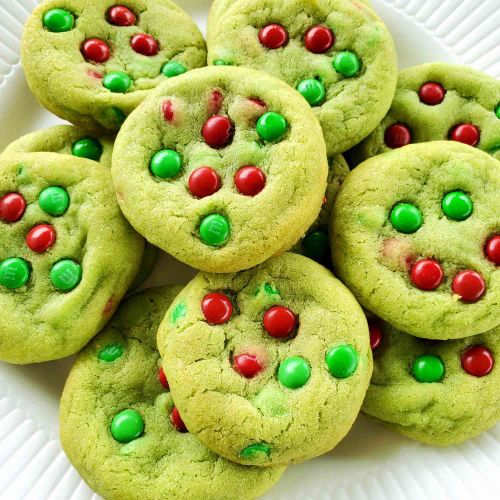 Grinch Cookies with M&M's